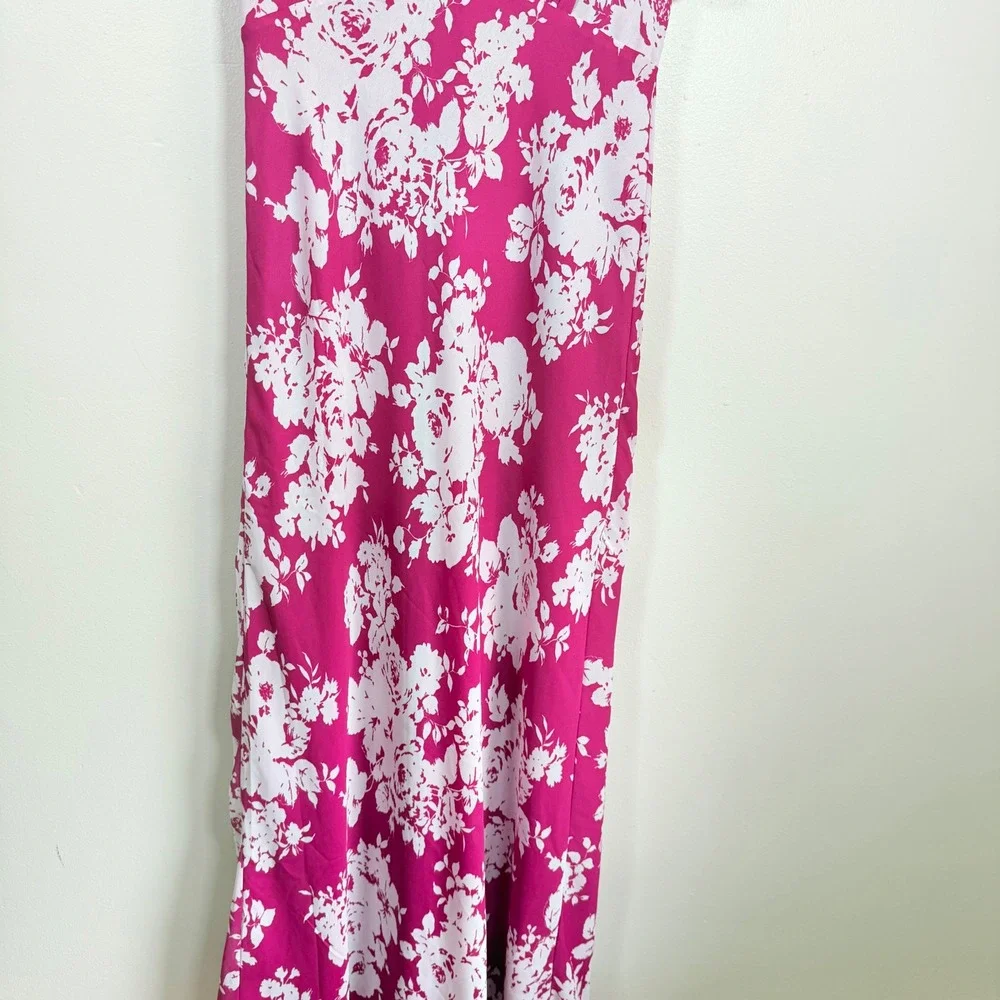 Abercrombie & Fitch Flutter Sleeve Floral Maxi Dress Size Medium Pink White